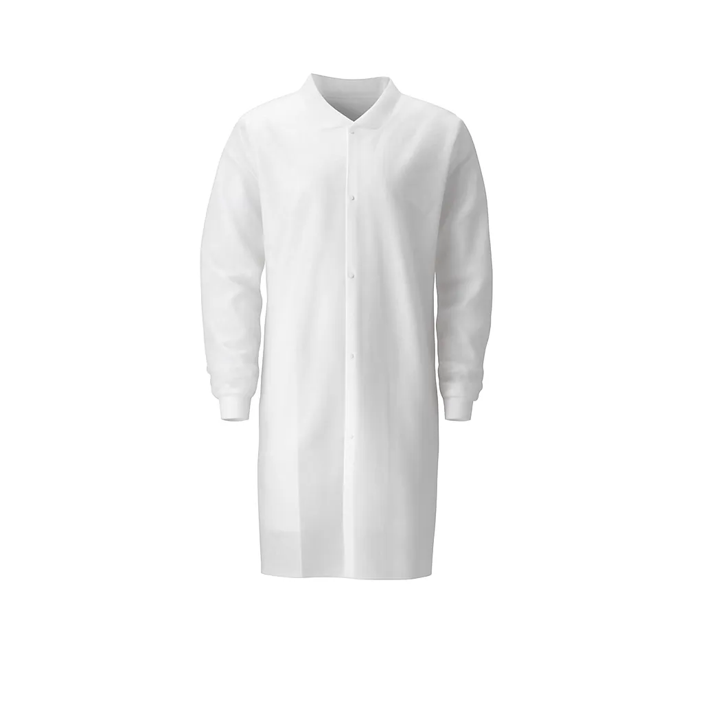 Bezoekersjas PP n-w drukknop wit maat 2XL